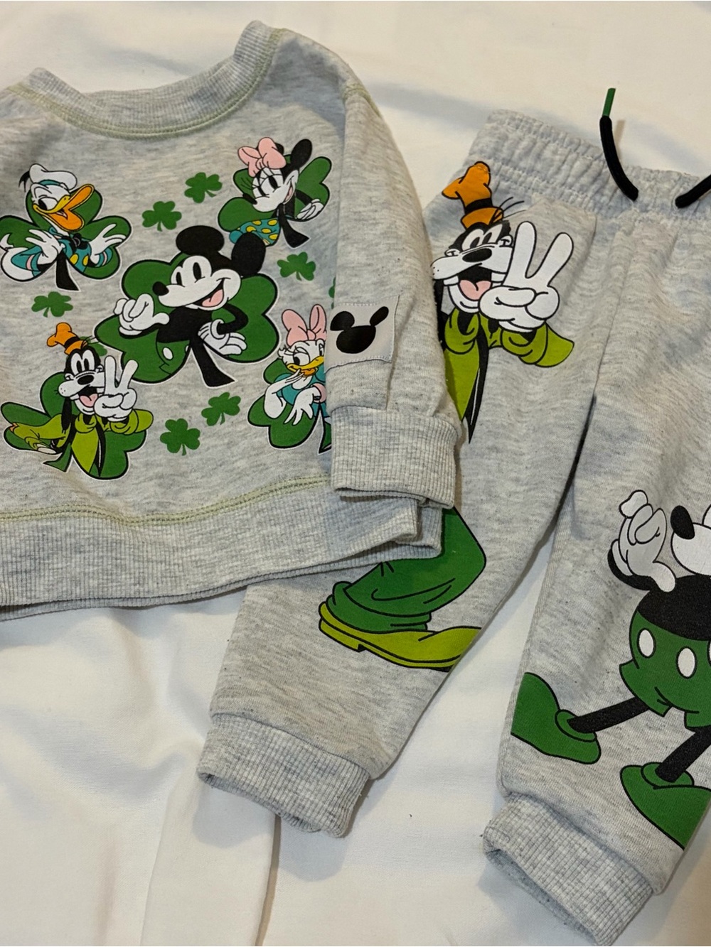 Disney Gray Kids Sweatshirt & Joggers Set with Mickey Graphics. 12mos. Unisex